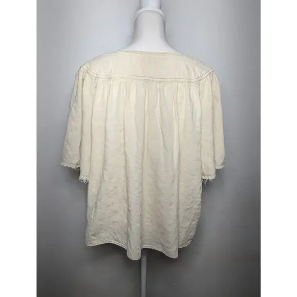 Women's ANA A New Approach Short Sleeve Top Contrast Stitching Boho Size XXL - Picture 6 of 9